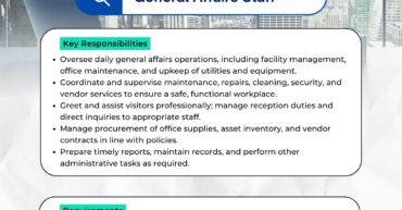 VACANCY General Affair Staff